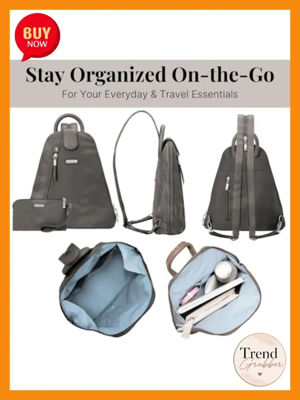Convertible Backpack Sling Bag with RFID Wristlet, Water-Repellent Nylon